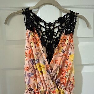 Double Zero Floral Dress with Black Accents